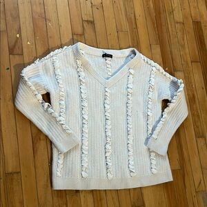 Club monaco wool blend ribbon vneck sweater